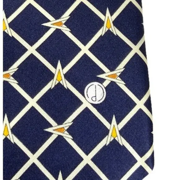 DUNHILL Blue Geometric Silk Tie HANDMADE ITALY 59"/ 4" EC - Picture 4 of 4